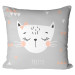 Decorative Microfiber Pillow Beauty of a cat - white and ash-grey design with the caption 'Pretty' cushions 147031