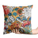 Decorative Velor Pillow Oriental garden - graphic style dahlia flowers on abstract background 147131 additionalThumb 3
