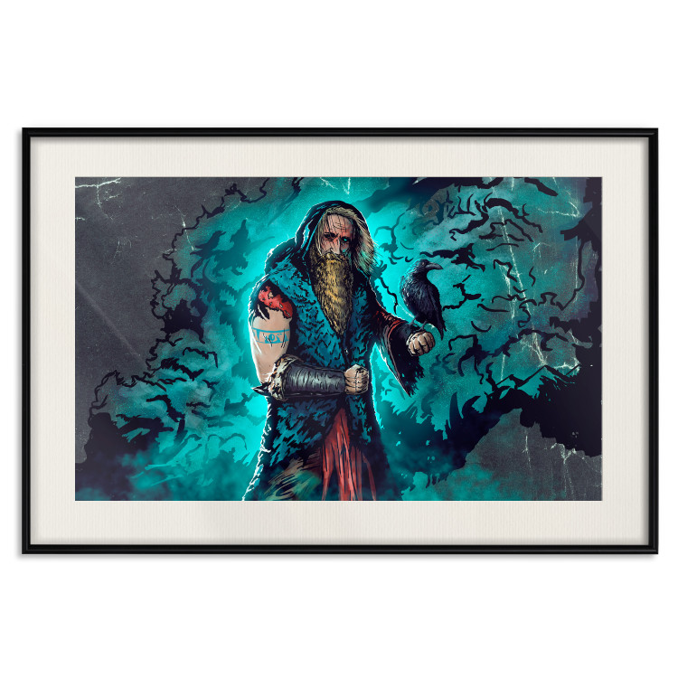 Poster Viking in Comic Style - A Warrior With a Raven on a Dark Background 148831 additionalImage 10