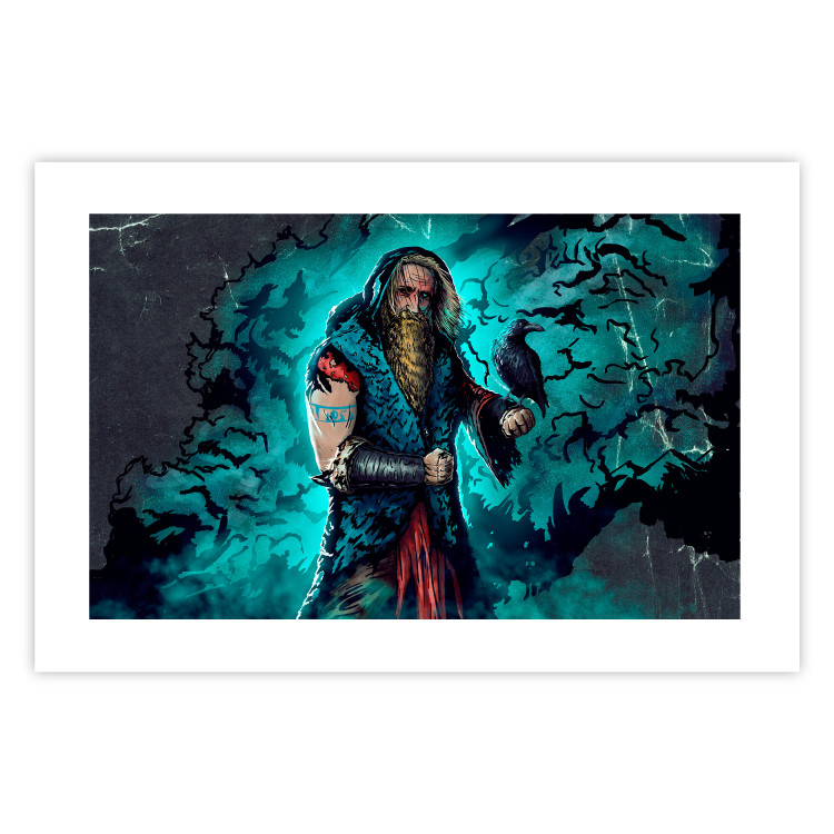 Poster Viking in Comic Style - A Warrior With a Raven on a Dark Background 148831 additionalImage 6