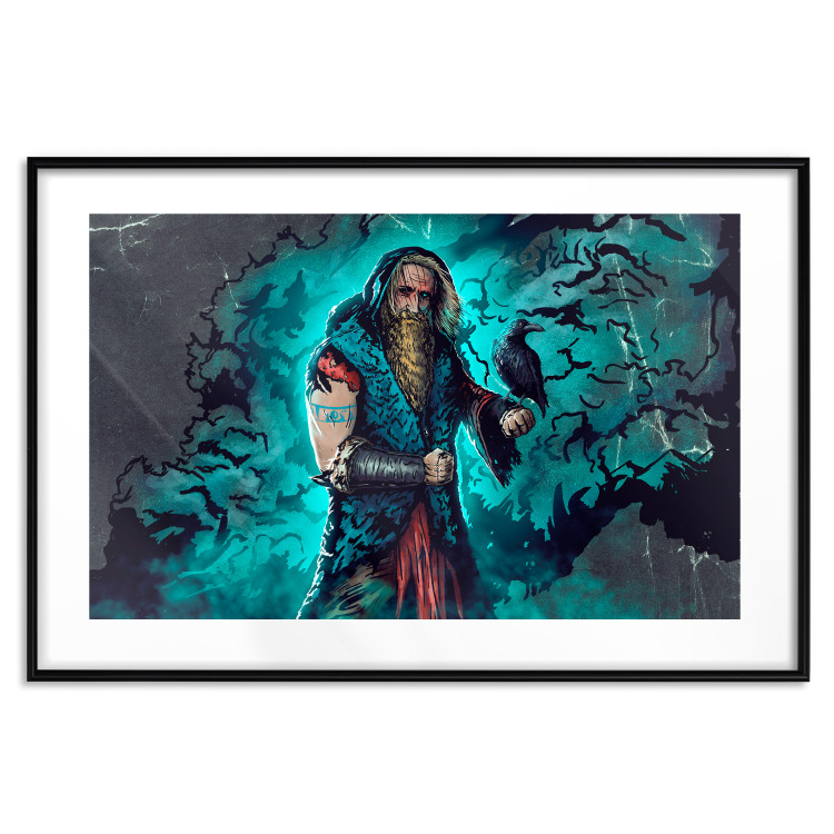 Poster Viking in Comic Style - A Warrior With a Raven on a Dark Background 148831 additionalImage 9