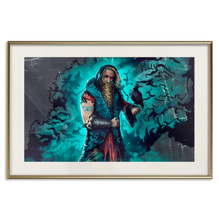 Poster Viking in Comic Style - A Warrior With a Raven on a Dark Background 148831 additionalImage 11