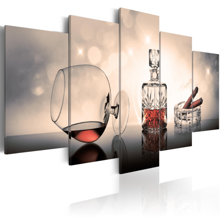 Canvas Art Print Alcohol and Cigarettes (5-piece) - vintage composition with a glass 149131 additionalImage 2