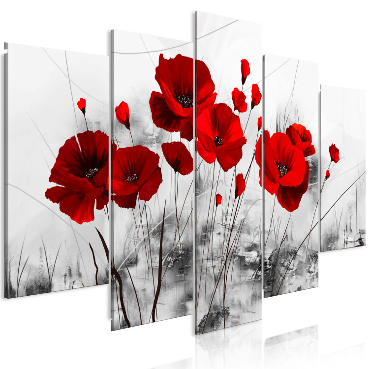 Canvas Red Petals (5-piece) - scarlet poppies on a faded meadow 149631 additionalImage 2