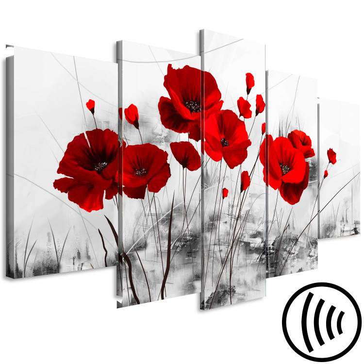 Canvas Red Petals (5-piece) - scarlet poppies on a faded meadow 149631 additionalImage 6