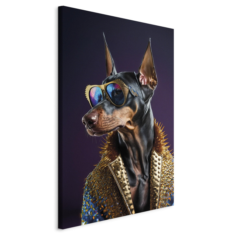 Canvas AI Doberman Dog - Animal Fantasy Portrait With Stylish Glasses - Vertical 150231 additionalImage 2