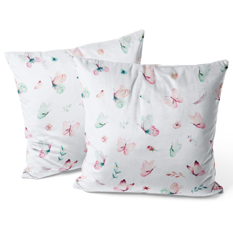 Decorative Velor Pillow Colorful Butterflies - A Delicate Composition With Insects on a White Background 151331 additionalImage 4