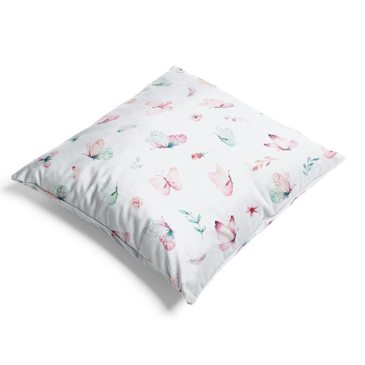 Decorative Velor Pillow Colorful Butterflies - A Delicate Composition With Insects on a White Background 151331 additionalImage 3