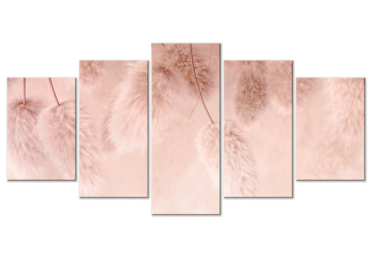 Canvas Pastel Boho - Pink Composition With Fluffy Plants 151431
