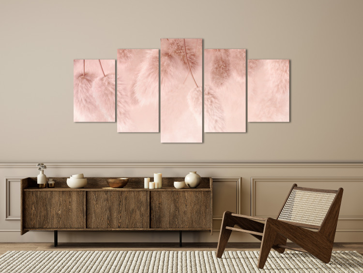 Canvas Pastel Boho - Pink Composition With Fluffy Plants 151431 additionalImage 3