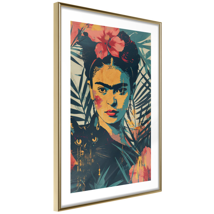 Poster Tropical Frida - A Portrait of the Painter Holding a Black Cat 152231 additionalImage 8