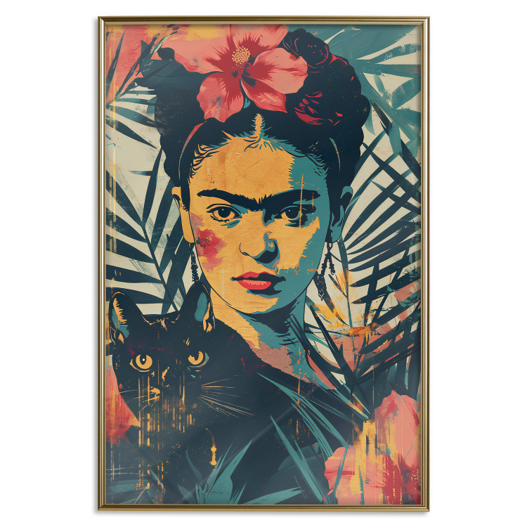 Poster Tropical Frida - A Portrait of the Painter Holding a Black Cat 152231 additionalImage 20