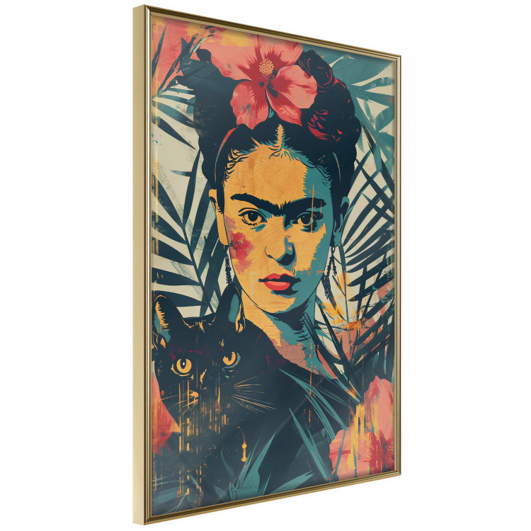 Poster Tropical Frida - A Portrait of the Painter Holding a Black Cat 152231 additionalImage 5