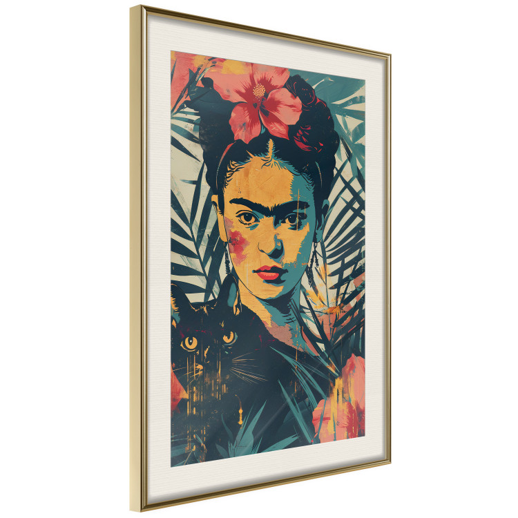 Poster Tropical Frida - A Portrait of the Painter Holding a Black Cat 152231 additionalImage 10