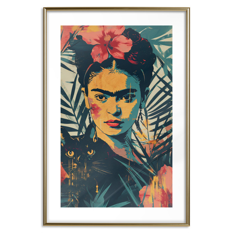 Poster Tropical Frida - A Portrait of the Painter Holding a Black Cat 152231 additionalImage 24
