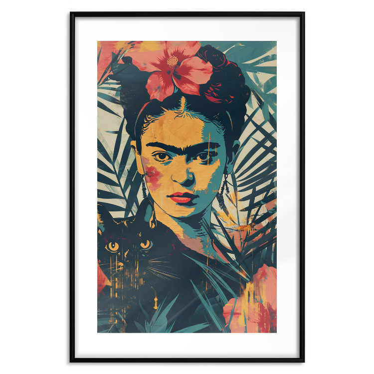 Poster Tropical Frida - A Portrait of the Painter Holding a Black Cat 152231 additionalImage 22