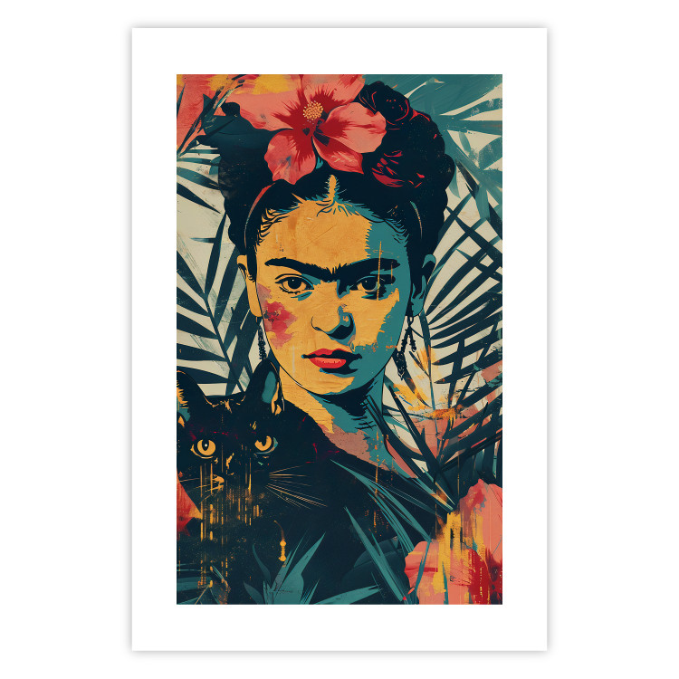 Poster Tropical Frida - A Portrait of the Painter Holding a Black Cat 152231 additionalImage 21