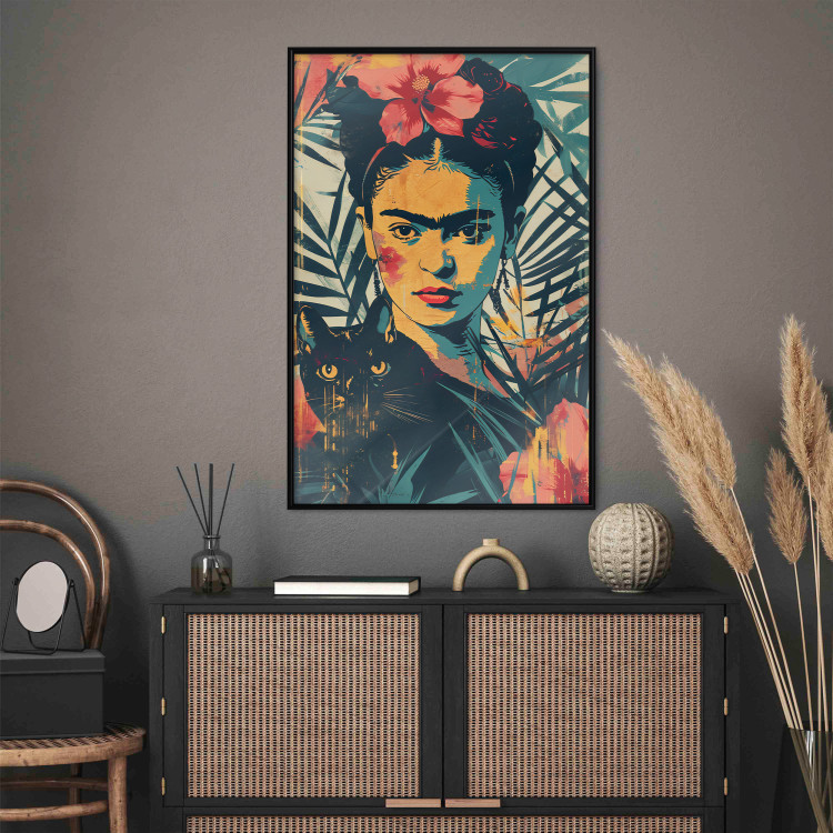 Poster Tropical Frida - A Portrait of the Painter Holding a Black Cat 152231 additionalImage 9