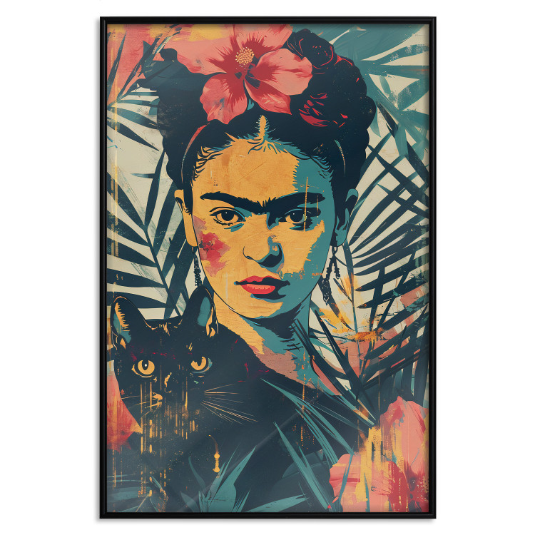 Poster Tropical Frida - A Portrait of the Painter Holding a Black Cat 152231 additionalImage 19