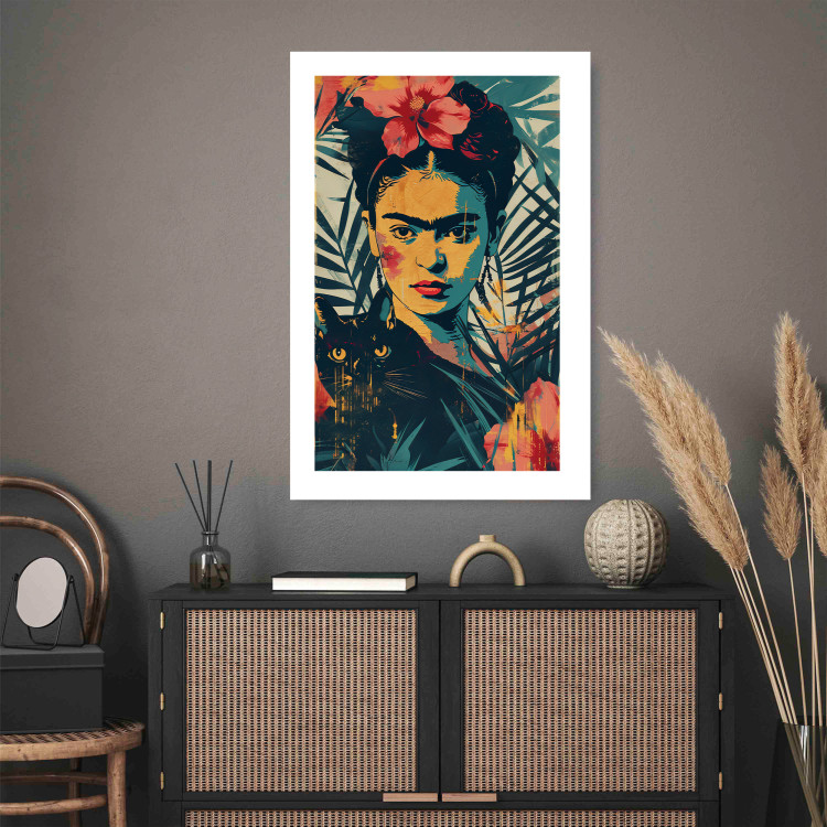 Poster Tropical Frida - A Portrait of the Painter Holding a Black Cat 152231 additionalImage 11