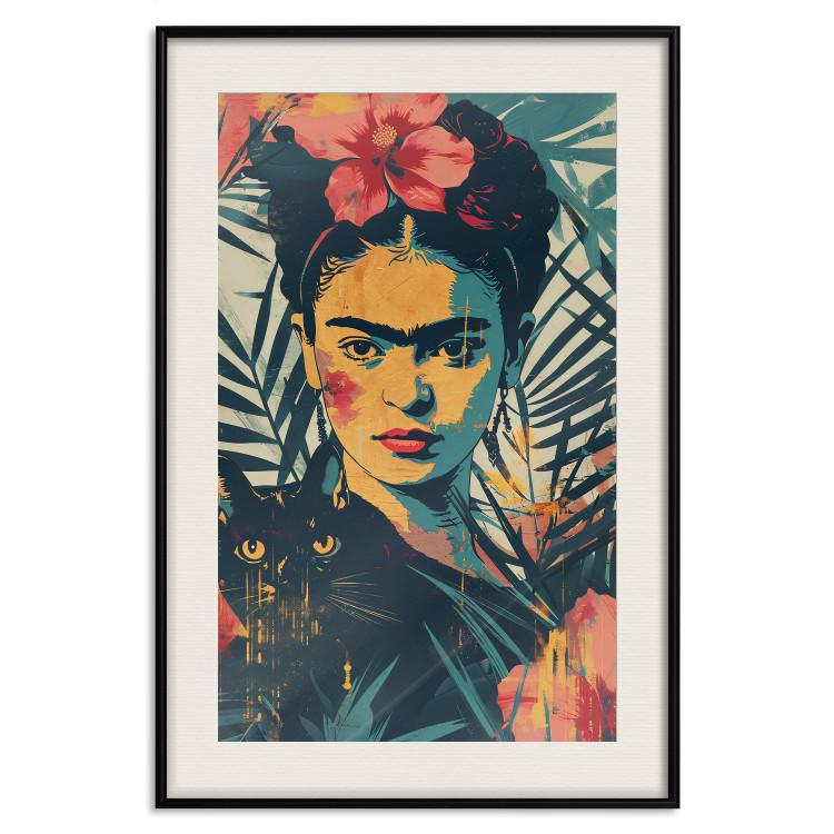 Poster Tropical Frida - A Portrait of the Painter Holding a Black Cat 152231 additionalImage 25