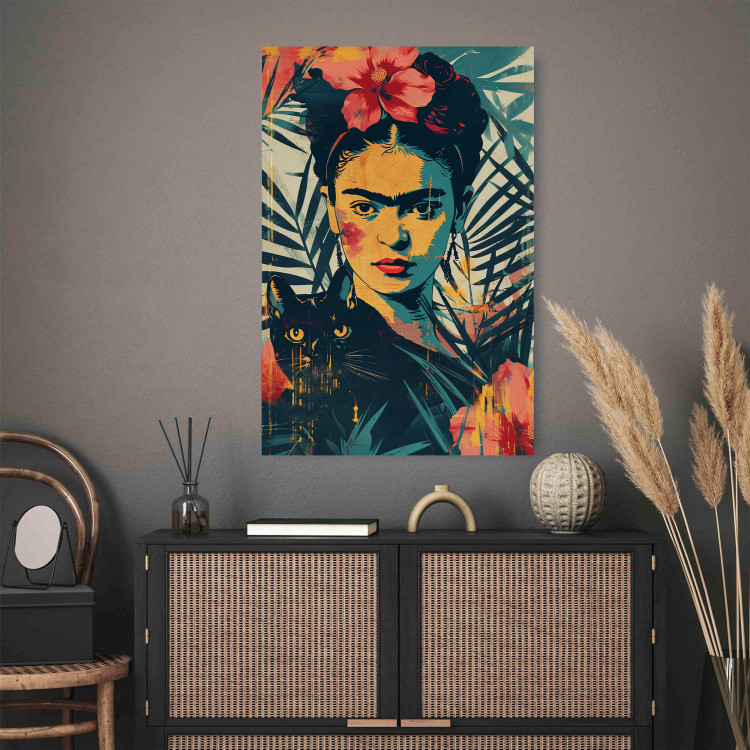 Poster Tropical Frida - A Portrait of the Painter Holding a Black Cat 152231 additionalImage 10