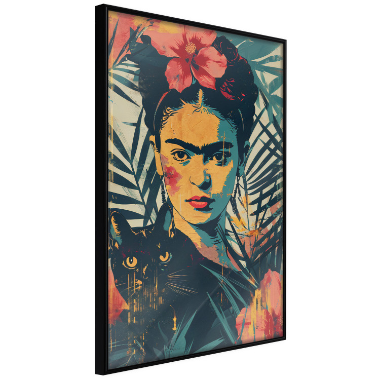 Poster Tropical Frida - A Portrait of the Painter Holding a Black Cat 152231 additionalImage 13