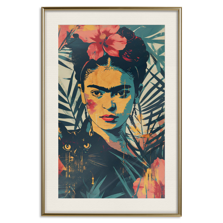 Poster Tropical Frida - A Portrait of the Painter Holding a Black Cat 152231 additionalImage 26
