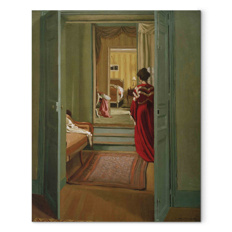 Reproduction Painting Intérieur avec femme en rouge de dos 159231