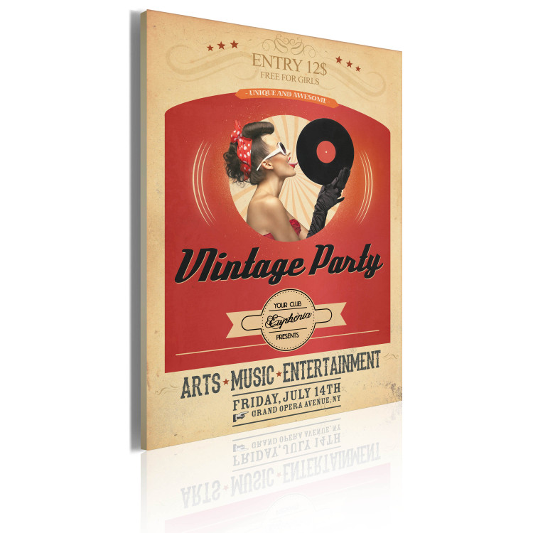 Canvas Vintage Party (1-part) - retro writings and woman in pin-up style 55231 additionalImage 2