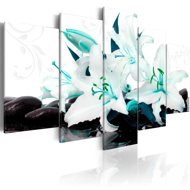 Canvas Turquoise lilies and stones 58531 additionalImage 2