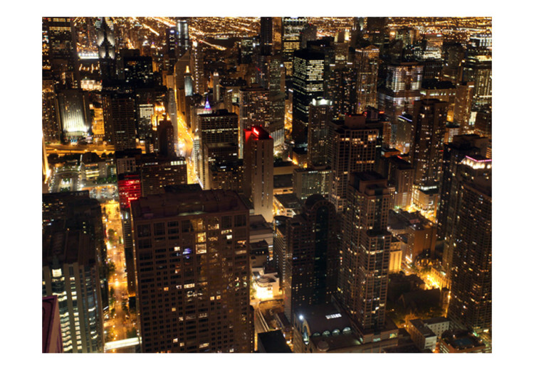 Wall Mural Urban Architecture at Night - panorama of tall Chicago skyscrapers at night 59731 additionalImage 1