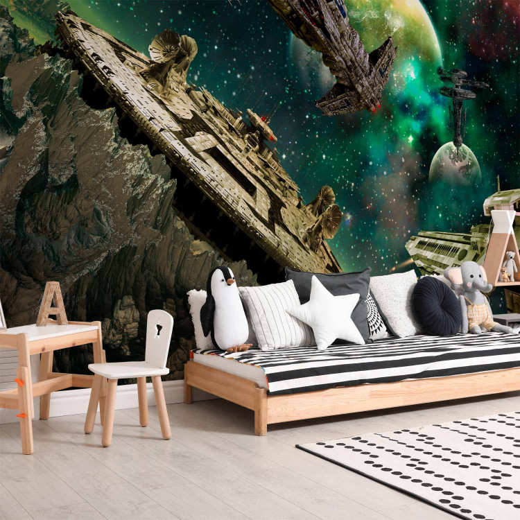 Photo Wallpaper Galactic Conquest - Space landscape with a fleet of spaceships for a teenager 61131 additionalImage 7