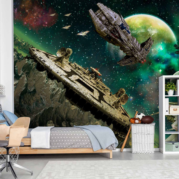 Photo Wallpaper Galactic Conquest - Space landscape with a fleet of spaceships for a teenager 61131 additionalImage 8