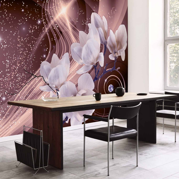 Photo Wallpaper Dust - orchid blossoms on a background in shades of pink and with a sparkle effect 62331 additionalImage 7