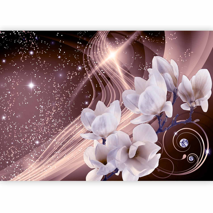 Photo Wallpaper Dust - orchid blossoms on a background in shades of pink and with a sparkle effect 62331 additionalImage 1