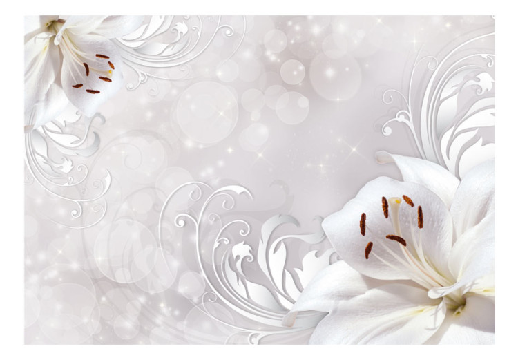 Wall Mural Composition with lilies - white flowers with glamour style ornaments 66131 additionalImage 1