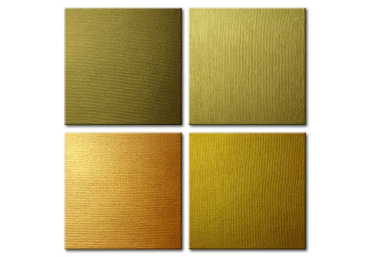 Canvas Print Golden Quartet (4-piece) - Four Artistic Squares in Gold 93931