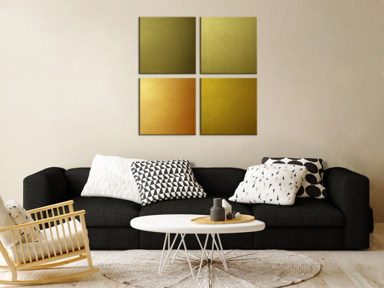 Canvas Print Golden Quartet (4-piece) - Four Artistic Squares in Gold 93931 additionalImage 3
