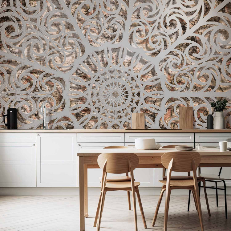 Wall Mural Orient - grey geometrical composition in the mandala type on a beige background 94931 additionalImage 6