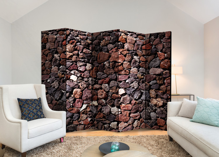 Folding Screen Stone Castle II - texture of brown stones of various shapes 95231 additionalImage 4