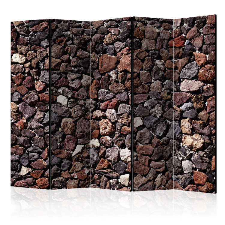 Folding Screen Stone Castle II - texture of brown stones of various shapes 95231