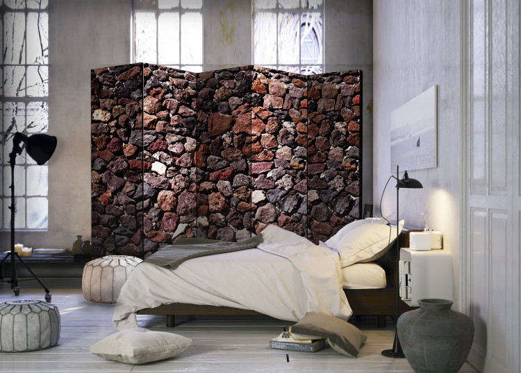 Folding Screen Stone Castle II - texture of brown stones of various shapes 95231 additionalImage 2