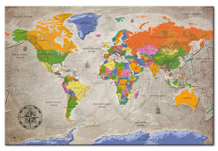 Cork Pinboard World Map: Retro Style [Cork Map] 95931 additionalImage 2