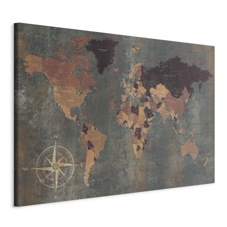 Canvas Print Journey Through Time (1-part) - World Map on Darker Background 96031 additionalImage 2