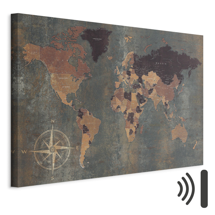 Canvas Print Journey Through Time (1-part) - World Map on Darker Background 96031 additionalImage 8