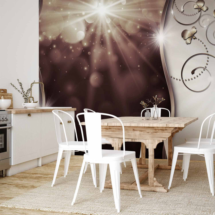Photo Wallpaper Sunshine - abstract with silver ornaments and sparkle 97131 additionalImage 7