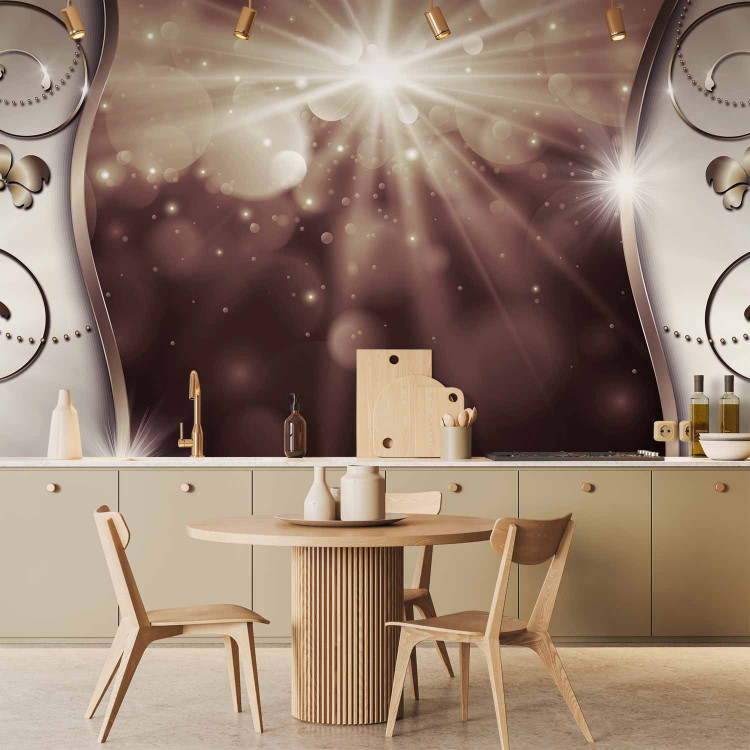 Photo Wallpaper Sunshine - abstract with silver ornaments and sparkle 97131 additionalImage 6