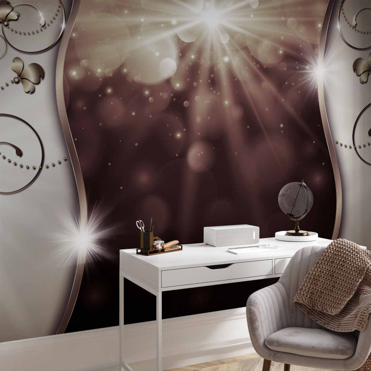 Photo Wallpaper Sunshine - abstract with silver ornaments and sparkle 97131 additionalImage 4
