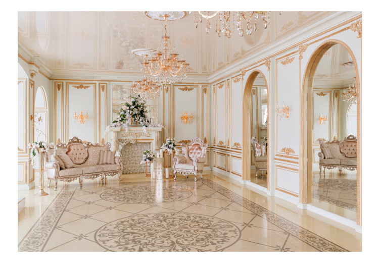 Wall Mural Luxurious interior - baroque white living room in glamour style with ornaments 97531 additionalImage 1